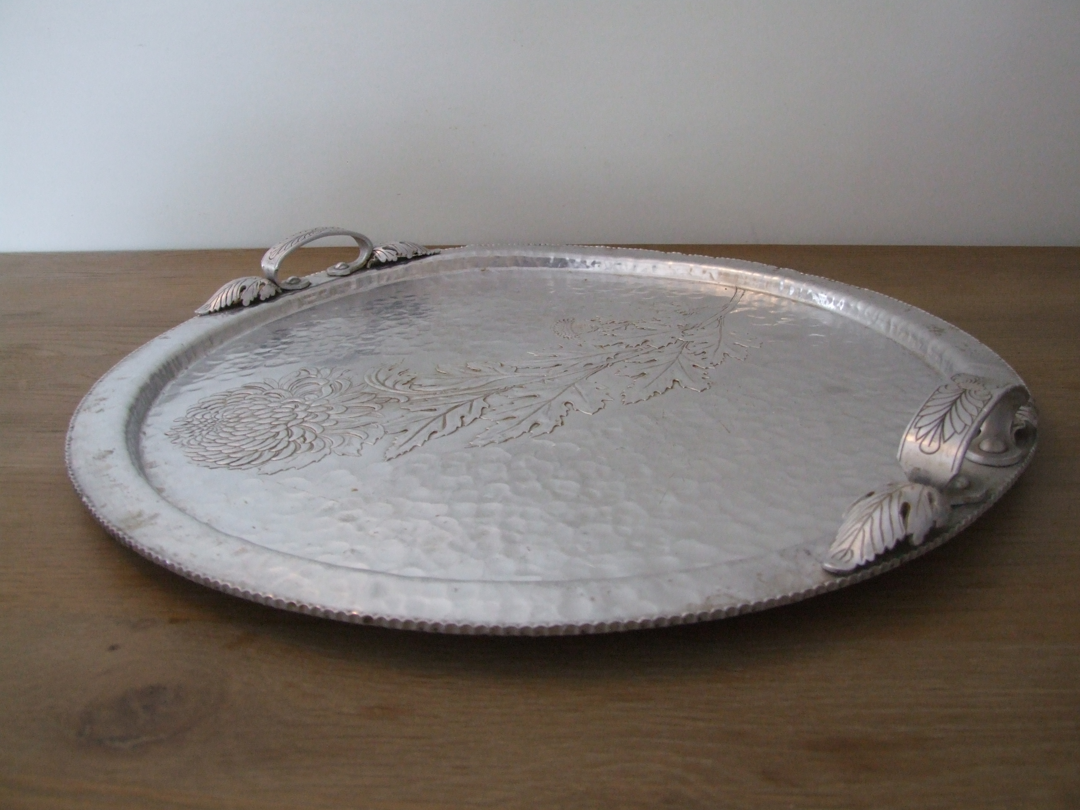 Hand Wrought & Hammered Aluminum Serving Tray city relics