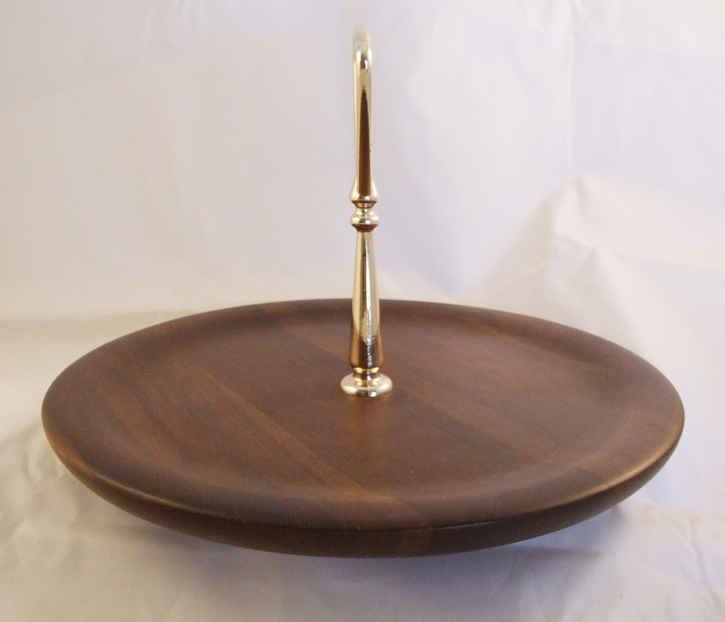 Lebanon Supply Co. Walnut & Chrome Serving Dish city relics